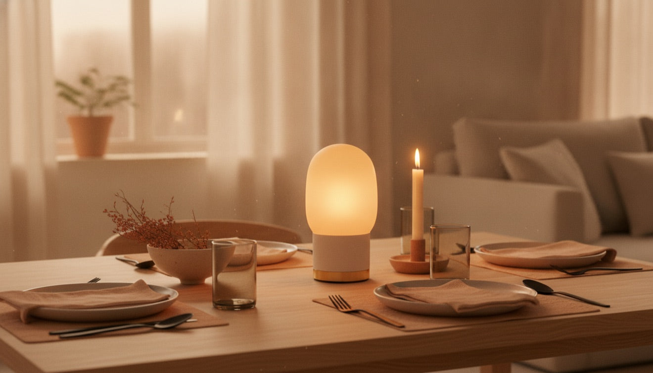 Le dîner, aux lumières douces.